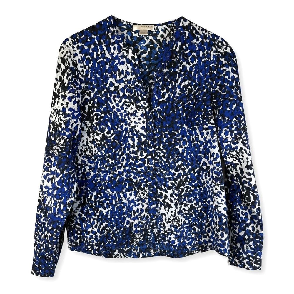 Kenar Long Sleeve Blouse Work Top Blue White S Career Office Modest Whimsigoth